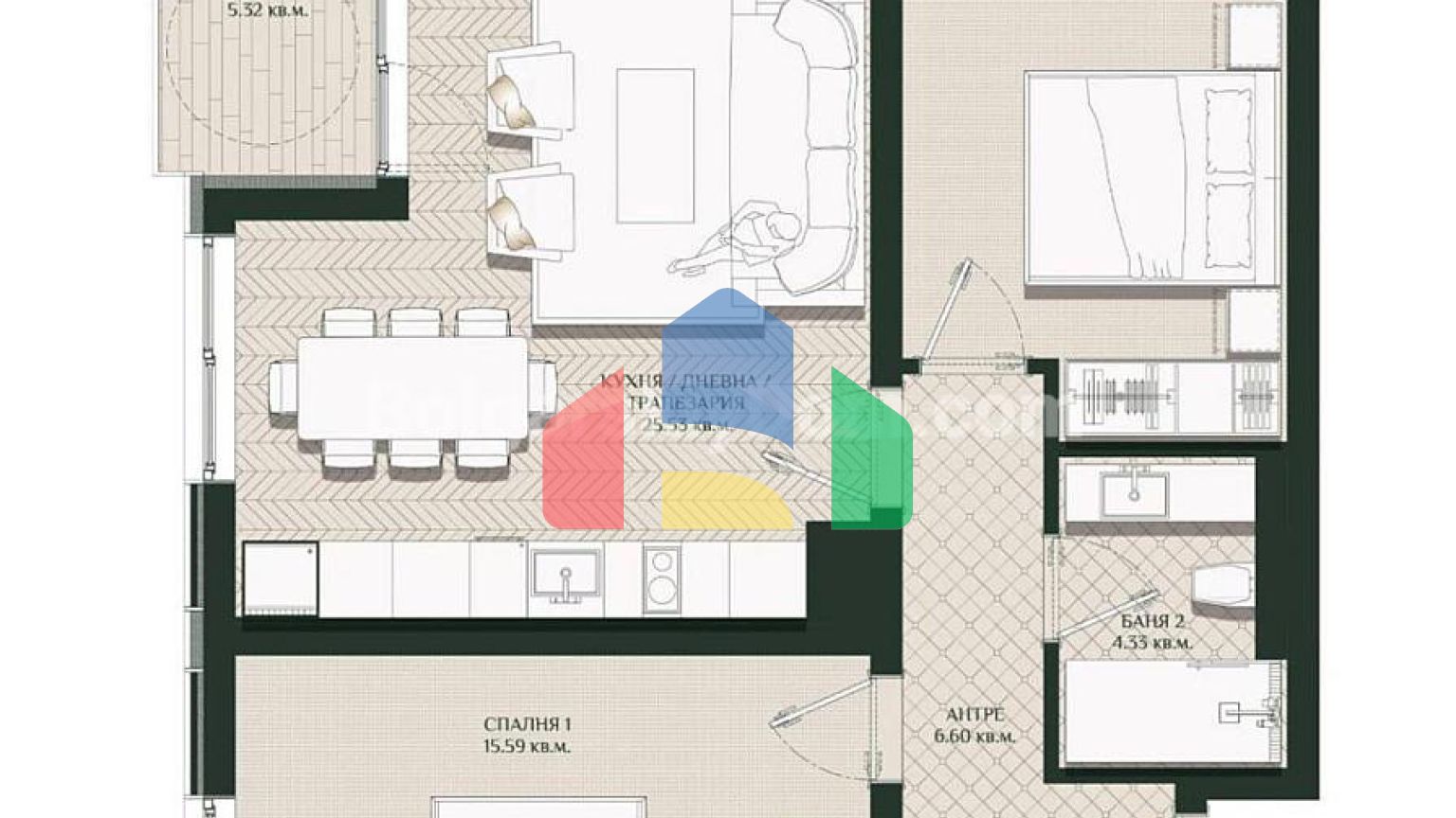 Трикімнатна квартира в Аріа 2