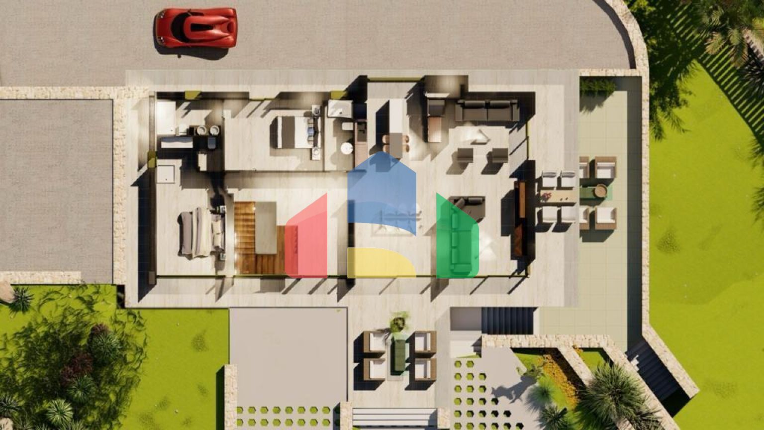 Современня вилла на этапе строительства