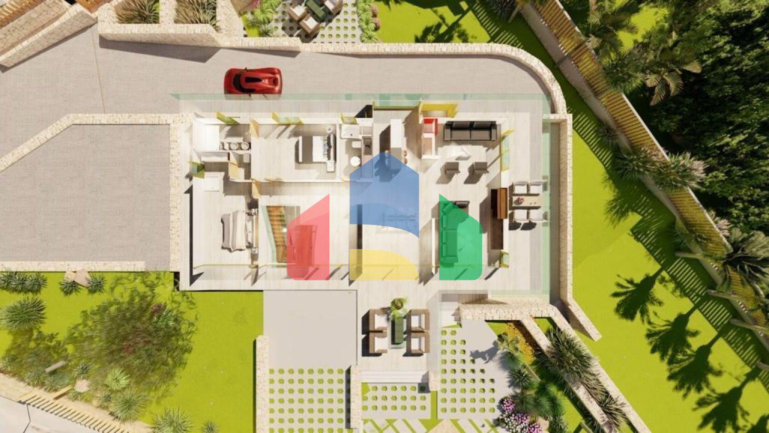 Современня вилла на этапе строительства