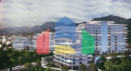 One bedroom apartments of 75 m2 in the heart of Kyrenia.With the best view of the sea and mountain. with all facilities.