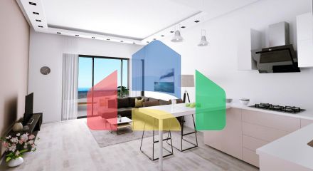 One bedroom apartments of 75 m2 in the heart of Kyrenia.With the best view of the sea and mountain. with all facilities.