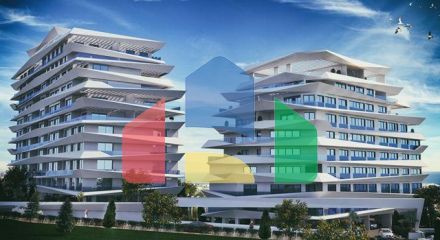 One bedroom apartments of 75 m2 in the heart of Kyrenia.With the best view of the sea and mountain. with all facilities.