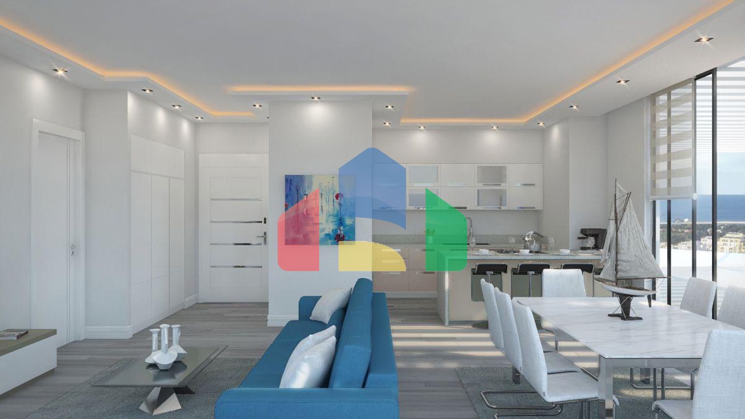 Элитные 2-комнатные апартаменты 75 м2 в центре Кирении