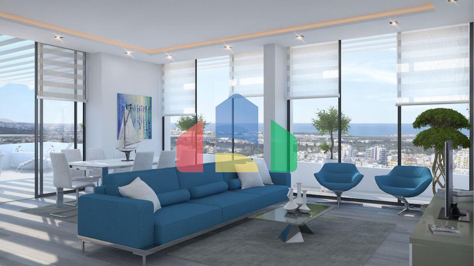 Элитные 2-комнатные апартаменты 75 м2 в центре Кирении