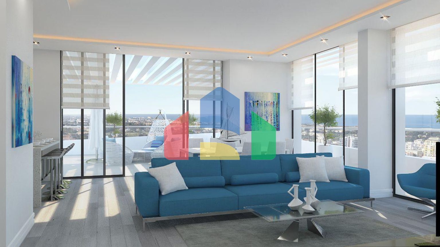 Элитные 2-комнатные апартаменты 75 м2 в центре Кирении