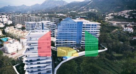 Two bedroom apartments of 112 m2 in the heart of Kyrenia.With the best view of the sea and mountain. with all facilities.