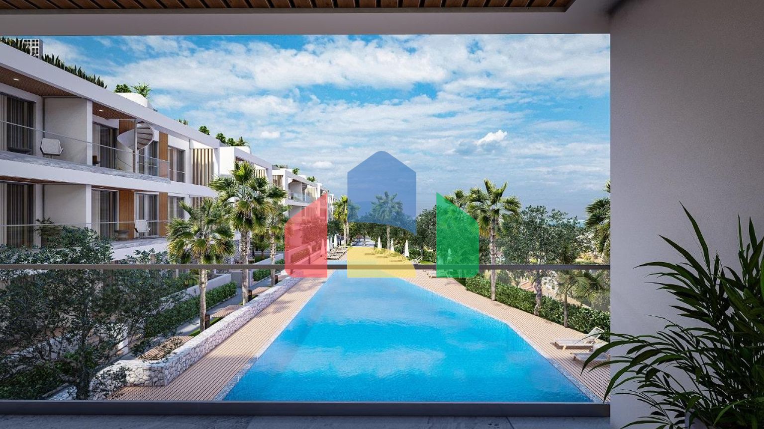 3-комнатные апартаменты 92 м2 +70 м2 терраса в комплексе в 5 минутах от пляжа