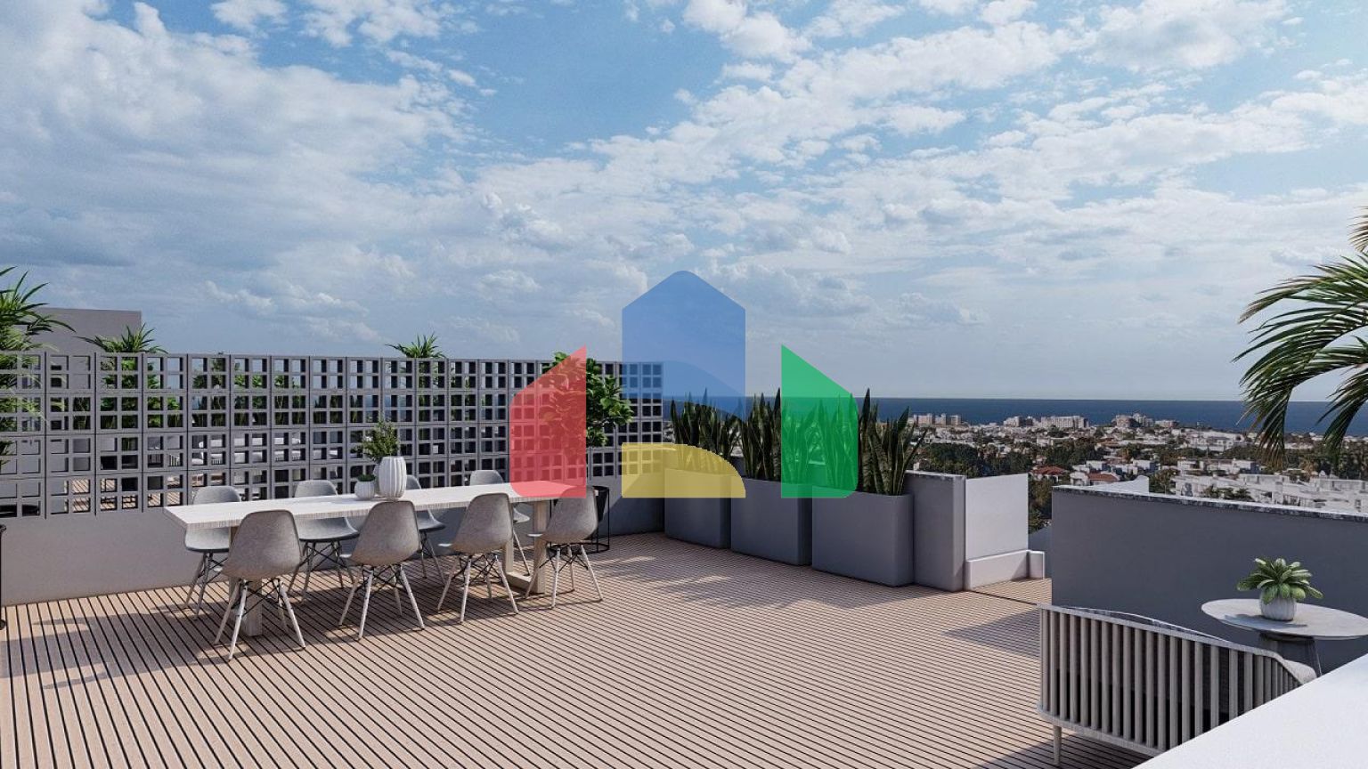 3-комнатные апартаменты 92 м2 +70 м2 терраса в комплексе в 5 минутах от пляжа