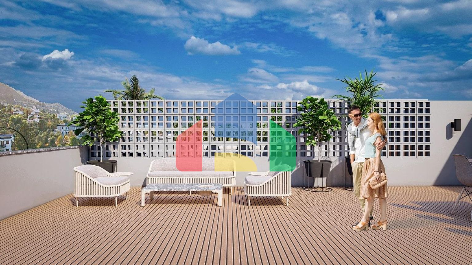 3-комнатные апартаменты 92 м2 +70 м2 терраса в комплексе в 5 минутах от пляжа