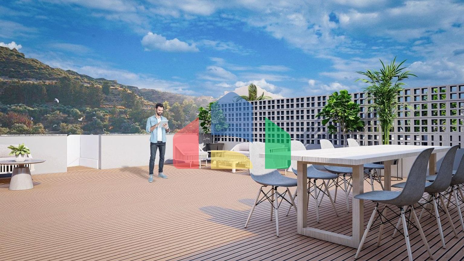 3-комнатные апартаменты 92 м2 +70 м2 терраса в комплексе в 5 минутах от пляжа