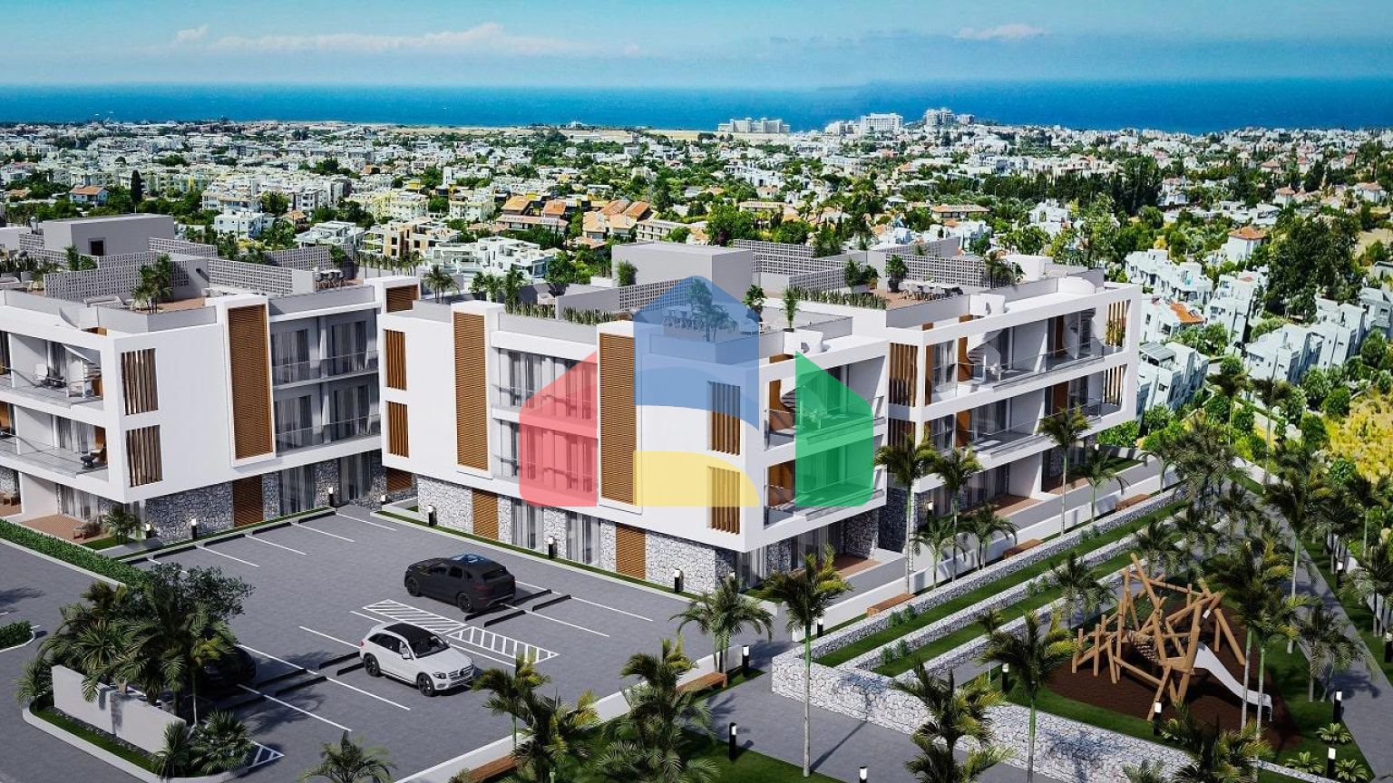 3-комнатные апартаменты 92 м2 +70 м2 терраса в комплексе в 5 минутах от пляжа