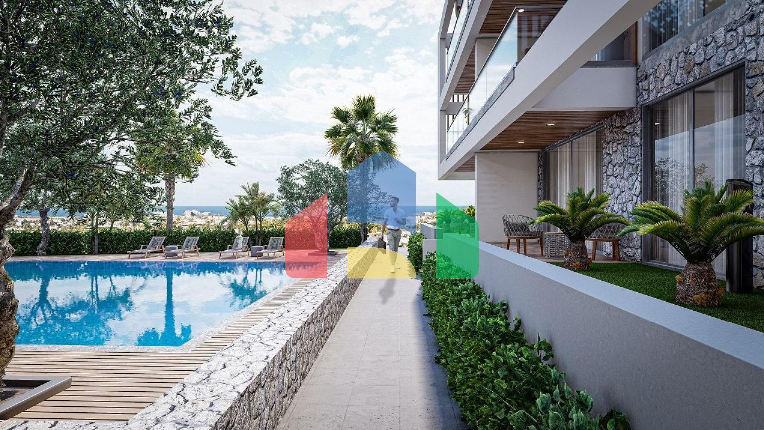 3-комнатные апартаменты 92 м2 +70 м2 терраса в комплексе в 5 минутах от пляжа