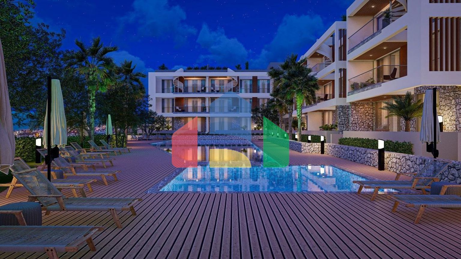 3-комнатные апартаменты 92 м2 +70 м2 терраса в комплексе в 5 минутах от пляжа