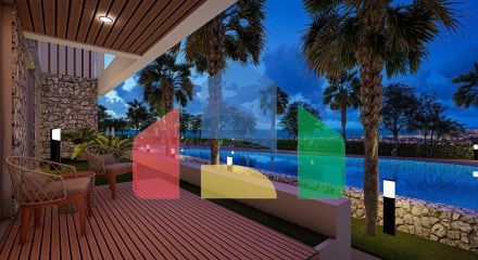 3-комнатные апартаменты 92 м2 +70 м2 терраса в комплексе в 5 минутах от пляжа