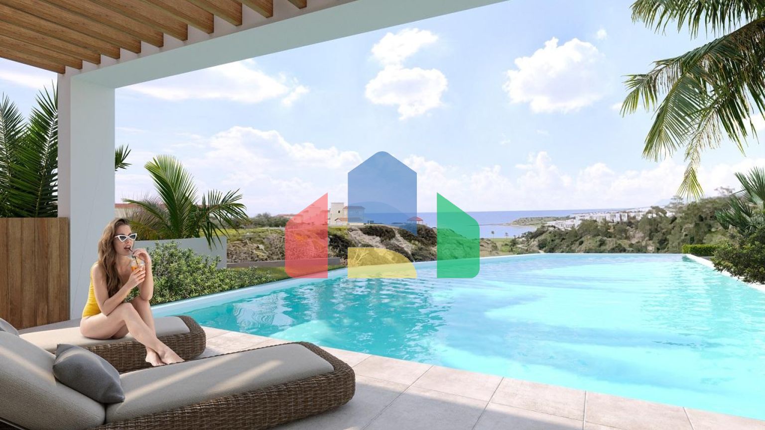 Красивый таунхаус 2+1 (93м2) в уютном комплексе с видом на море и горы