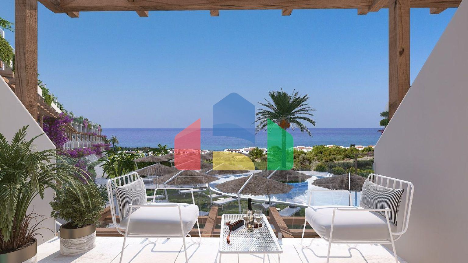 2- комнатная квартира (40 м2) с собственным садом в новом комплексе рядом с морем