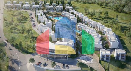 Three-room townhouse of 105 m2 with a terrace of 65 m2 and a swimming pool in a new complex in Lapta