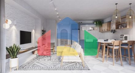 Three-room townhouse of 105 m2 with a terrace of 65 m2 and a swimming pool in a new complex in Lapta