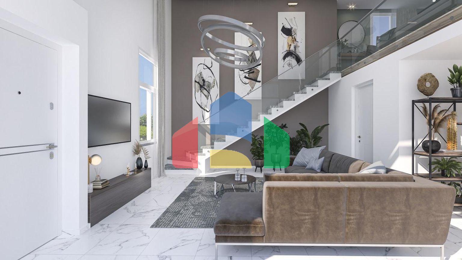 3 - комнатные апартаменты 106 м2 с большой террасой 38 м2 в уютном комплексе (Алсанджак)