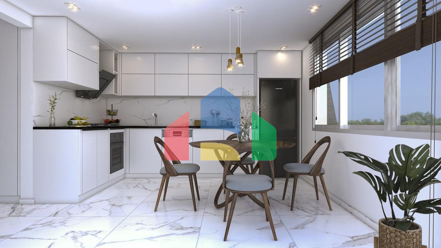 3 - комнатные апартаменты 106 м2 с большой террасой 38 м2 в уютном комплексе (Алсанджак)