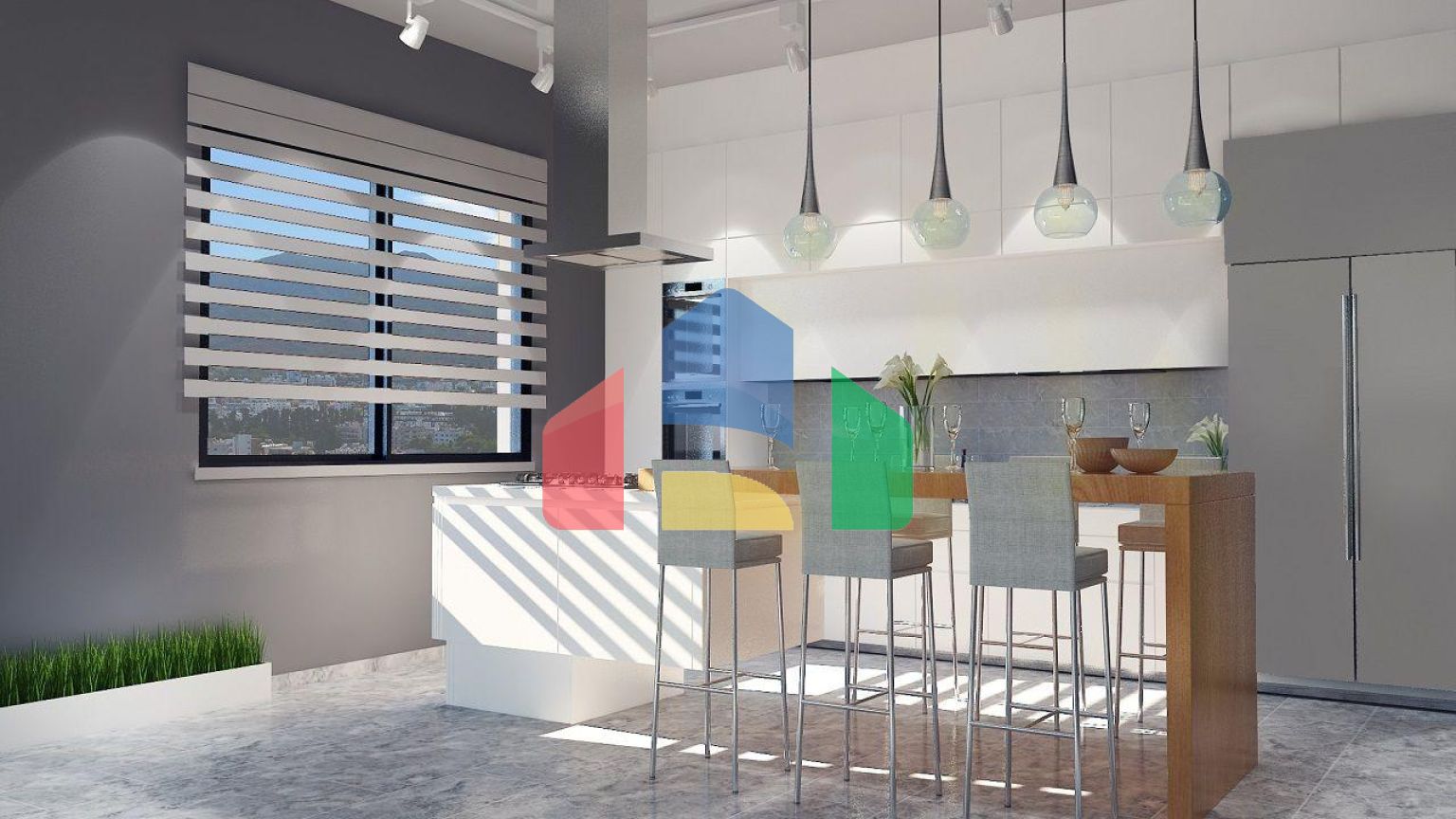 Квартира 2+1 (135 м2 ) c большой террасой (35 м2 ) в центре Кирении