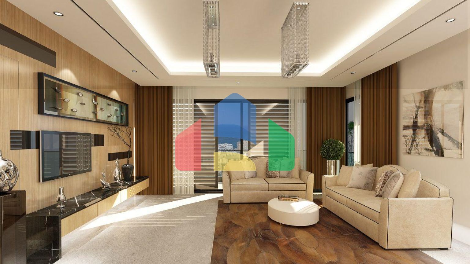 Квартира 2+1 (135 м2 ) c большой террасой (35 м2 ) в центре Кирении