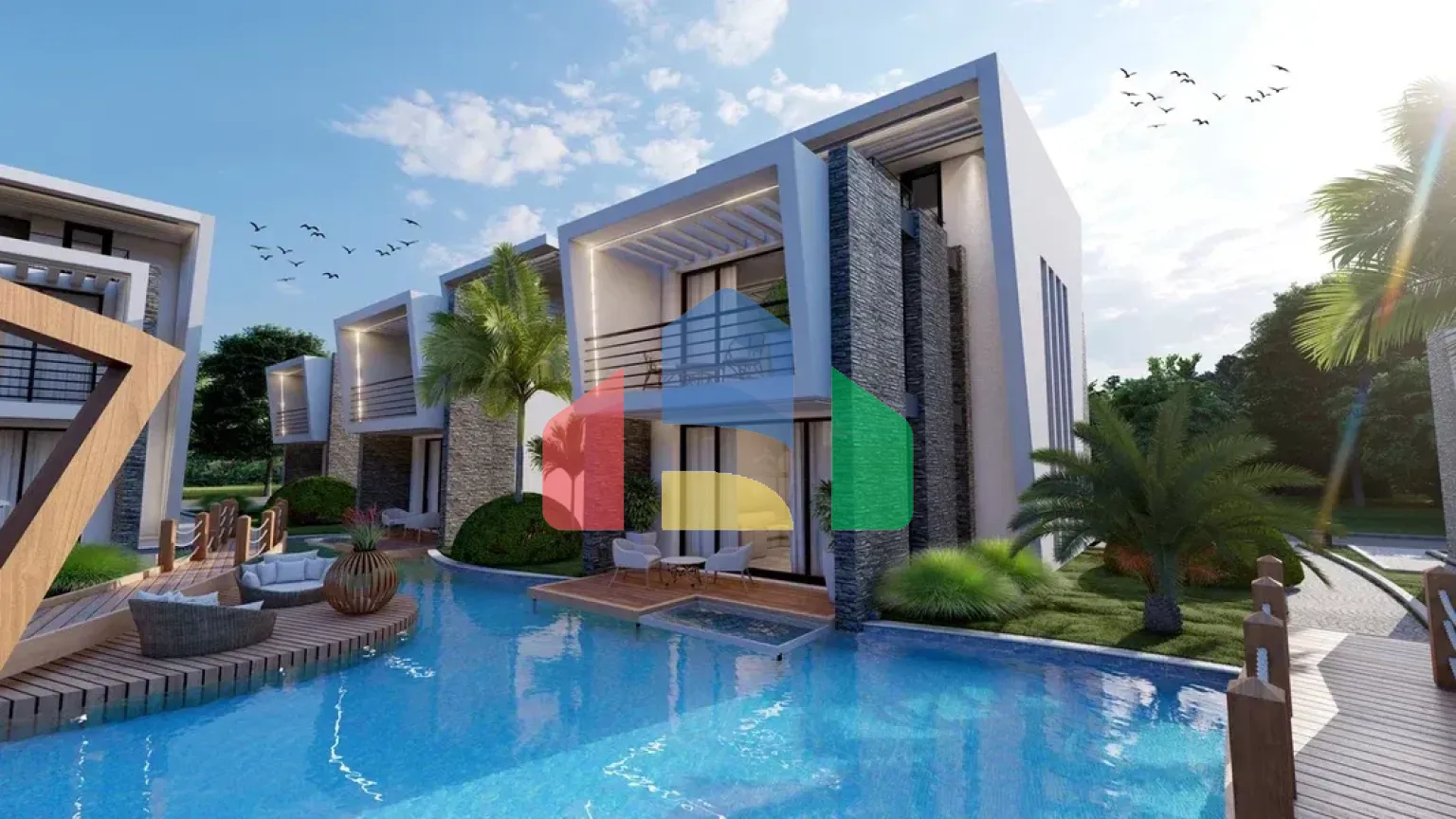 Современная вилла 2+1 (120 м2) с садом (73 м2) в новом комплексе в Лапте