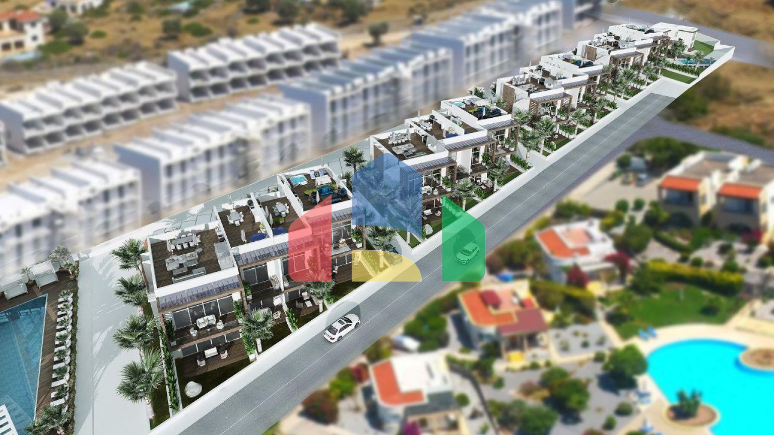 Двухкомнатные апартаменты (59 м2) в новом красивом комплексе в Эсентепе