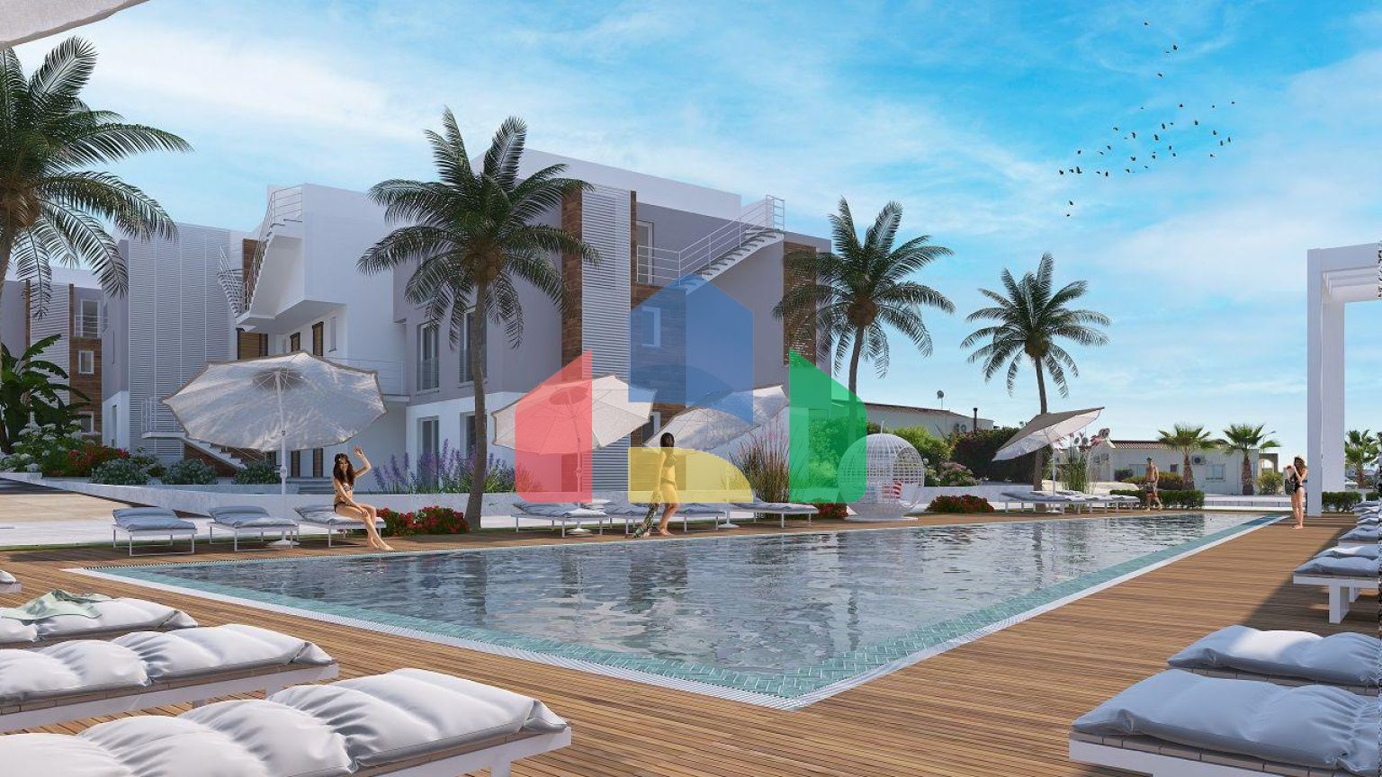 Двухкомнатные апартаменты (59 м2) в новом красивом комплексе в Эсентепе