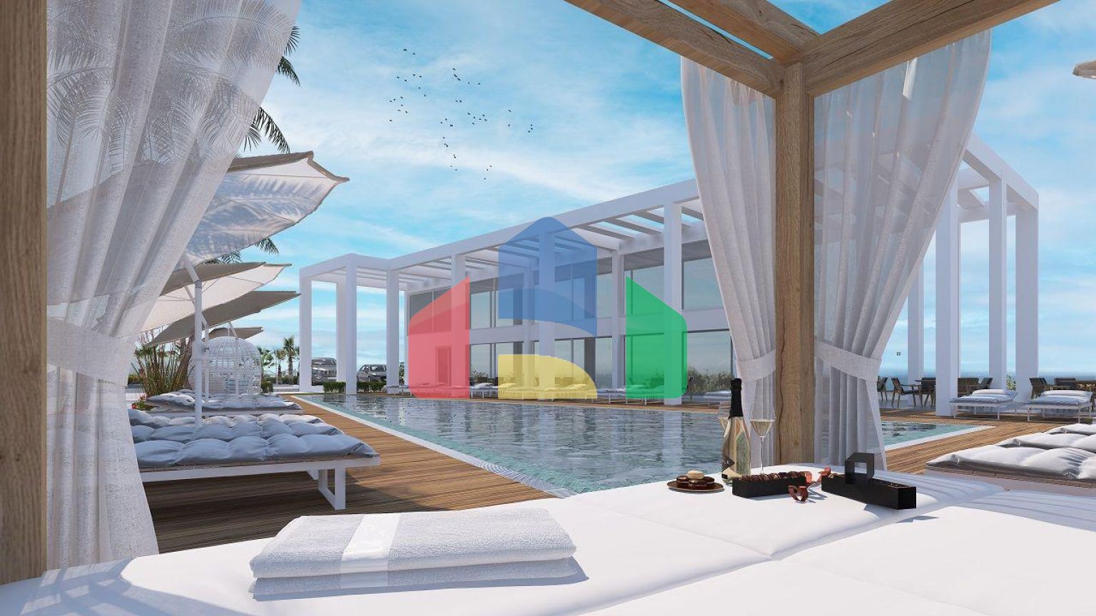 Двухкомнатные апартаменты (59 м2) в новом красивом комплексе в Эсентепе