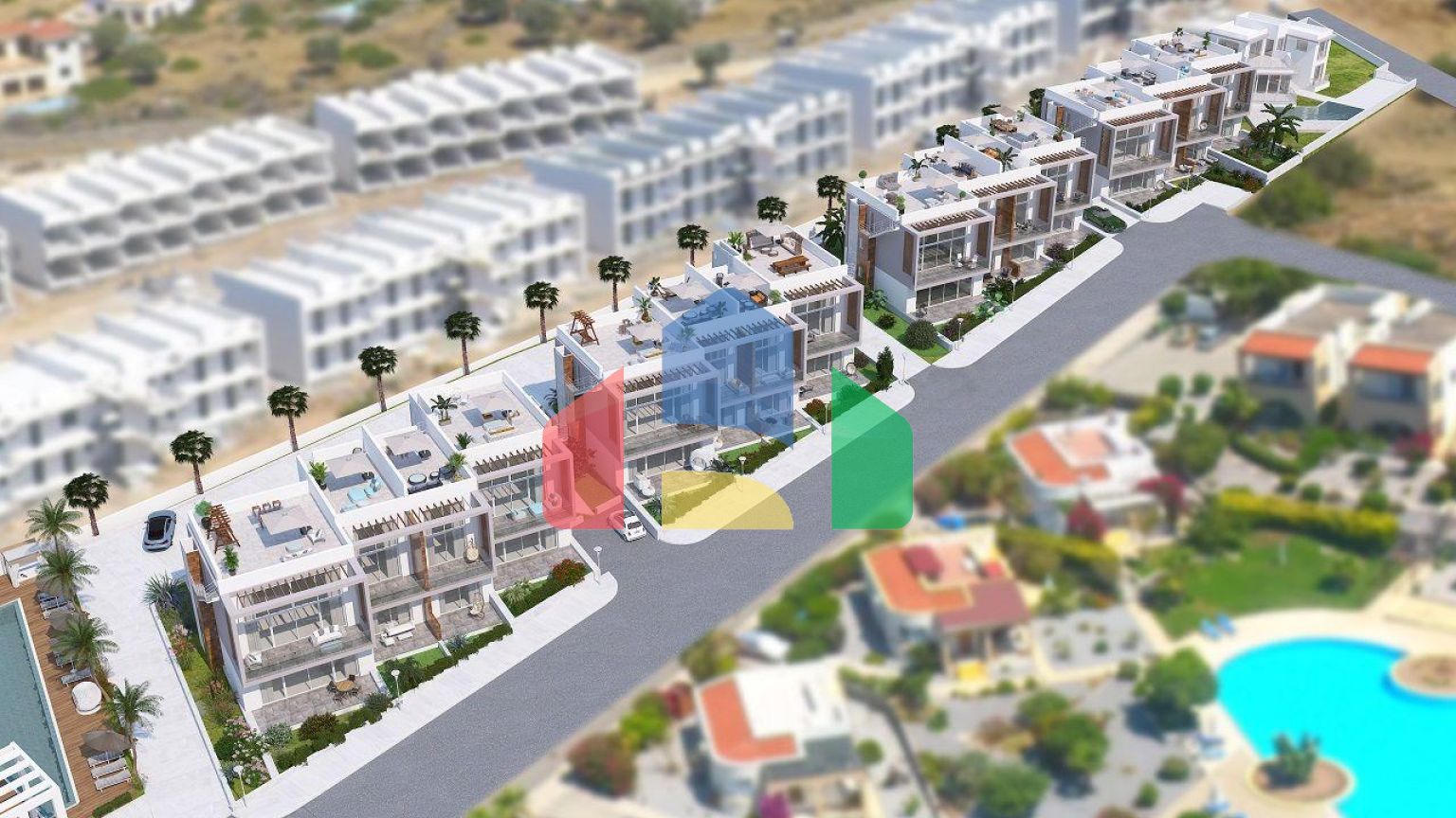 Двухкомнатные апартаменты (59 м2) в новом красивом комплексе в Эсентепе