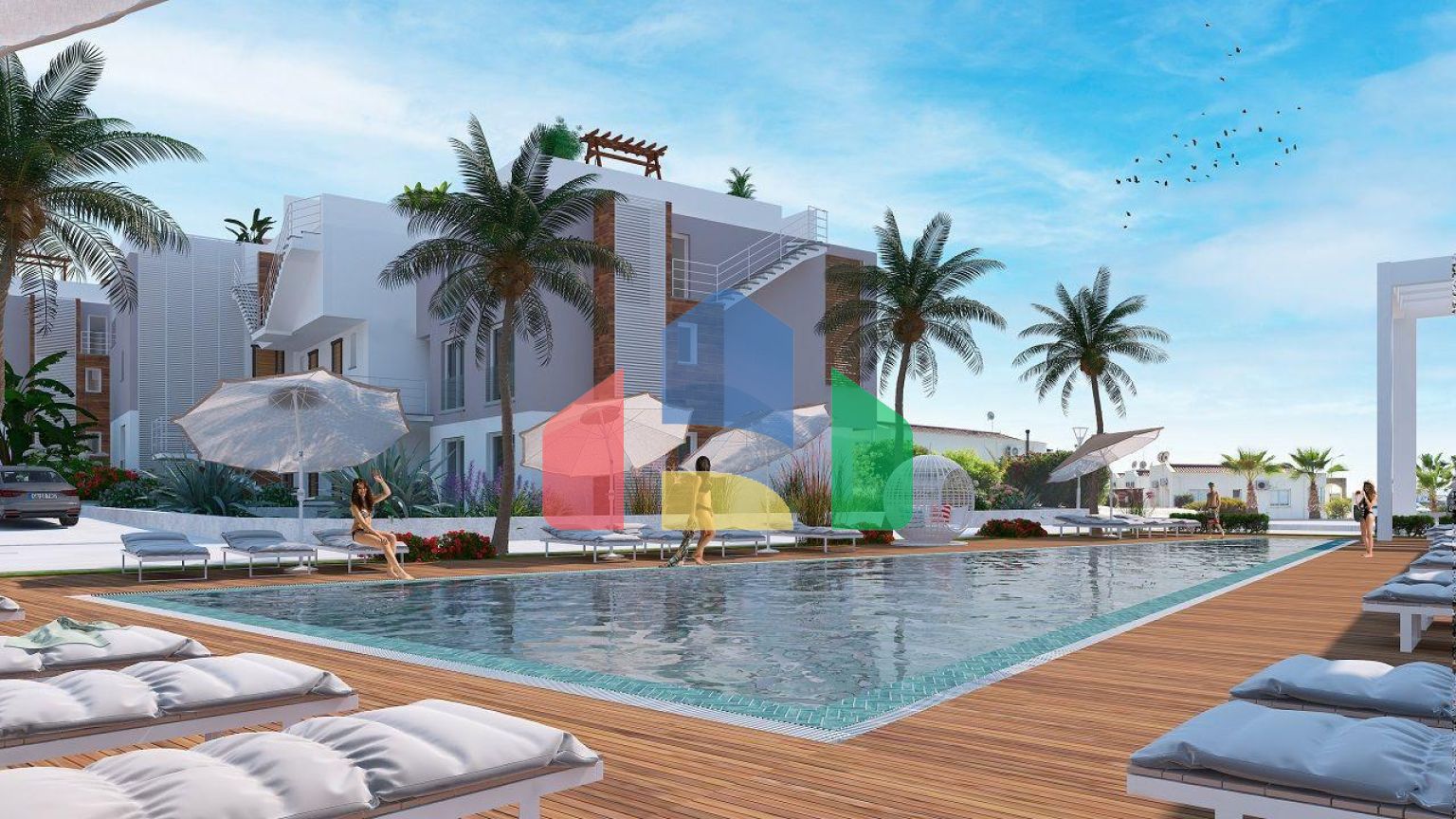 Трехкомнатные апартаменты 90м2 с садом в новом комплексе в Эсентепе