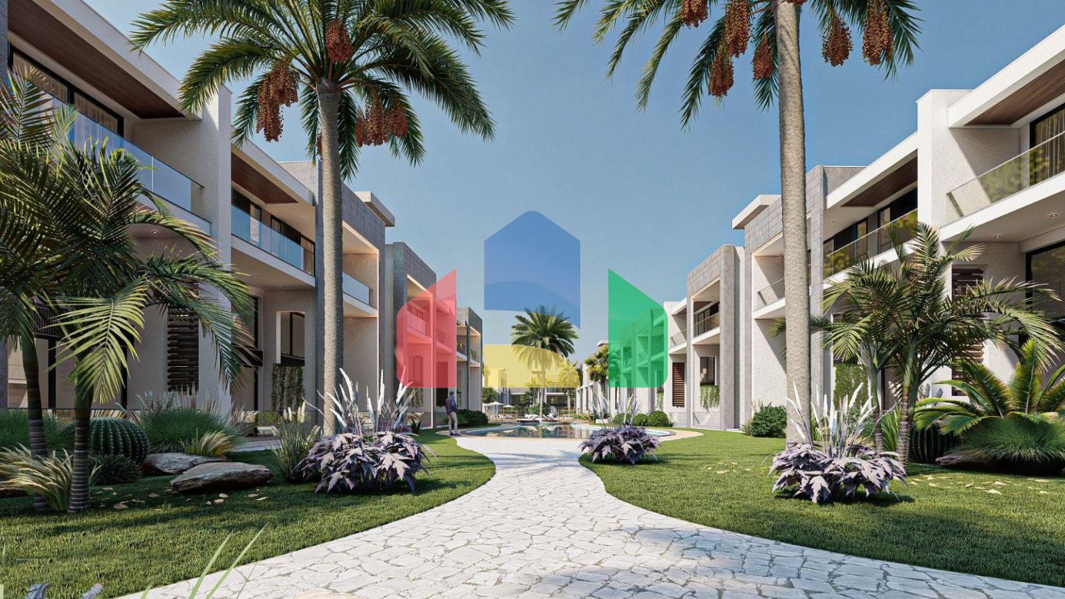 Квартира 1+1 Loft 74 м2 с палисадником в красивом комплексе в Каршияке