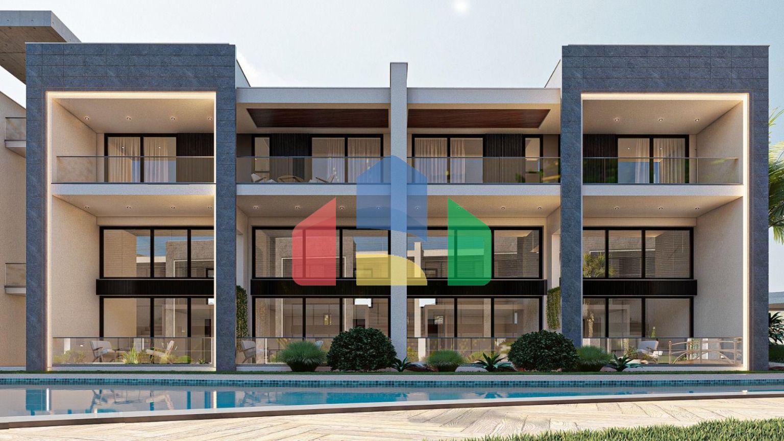 Квартира 1+1 Loft 74 м2 с палисадником в красивом комплексе в Каршияке