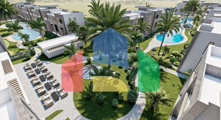 Квартира 1+1 Loft 74 м2 с палисадником в красивом комплексе в Каршияке