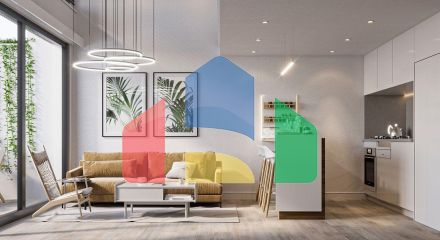 Квартира 1+1 Loft 74 м2 с палисадником в красивом комплексе в Каршияке