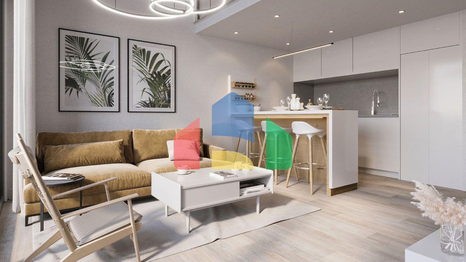 Квартира 1+1 Loft 74 м2 с палисадником в красивом комплексе в Каршияке