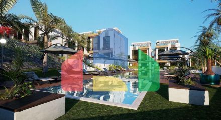 Apartment 1 + 1 (45 m2) with a terrace (15 m2) in a beautiful complex in Esentepe