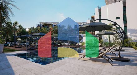 Apartment 1 + 1 (45 m2) with a terrace (15 m2) in a beautiful complex in Esentepe