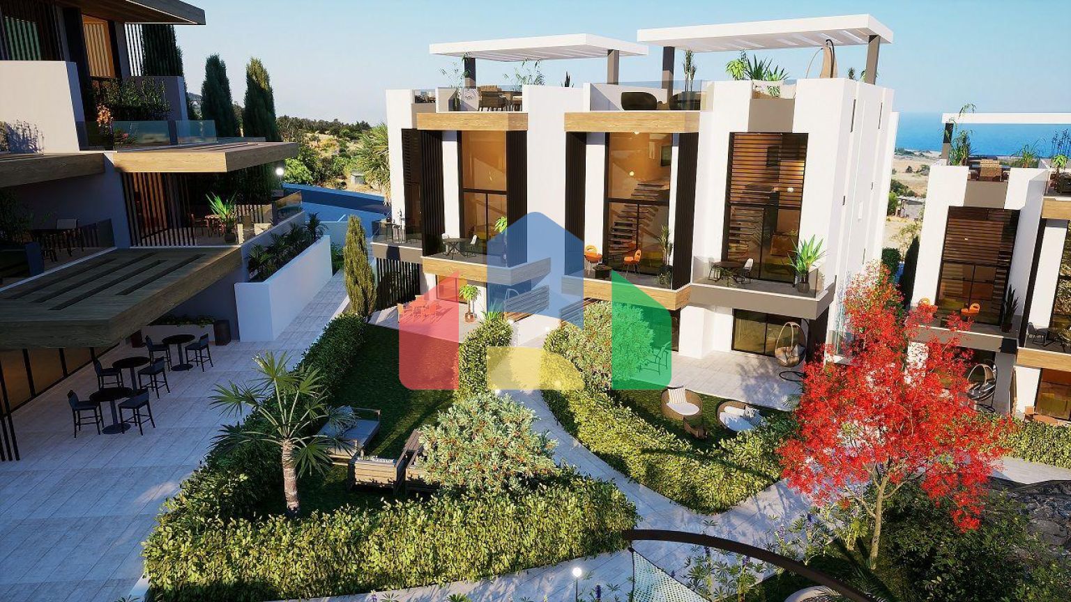 Квартира 1+1 (45 м2 ) с террасой (15 м2 ) в красивом комплексе в Эсентепе