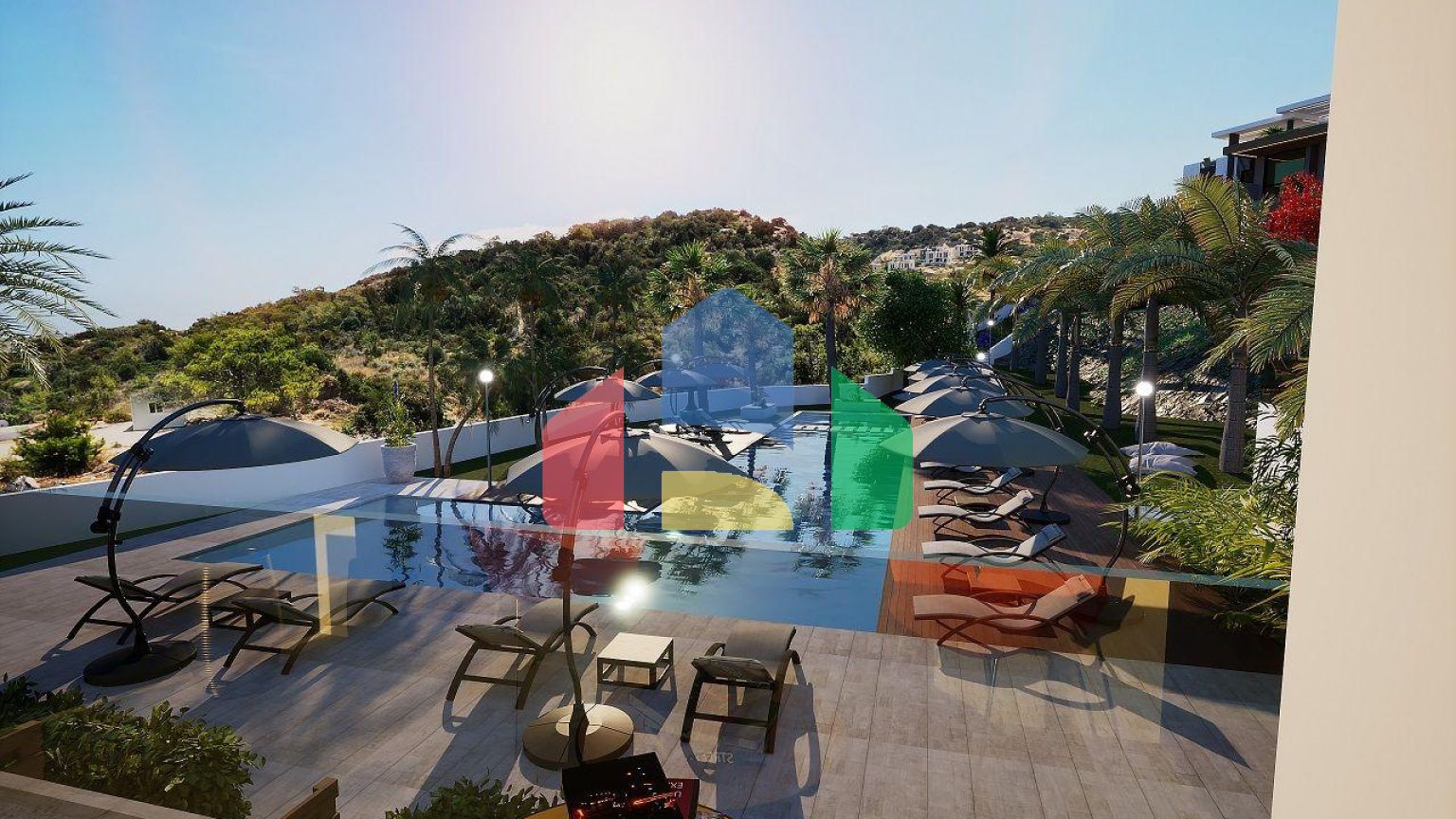 Квартира 1+1 (45 м2 ) с террасой (15 м2 ) в красивом комплексе в Эсентепе