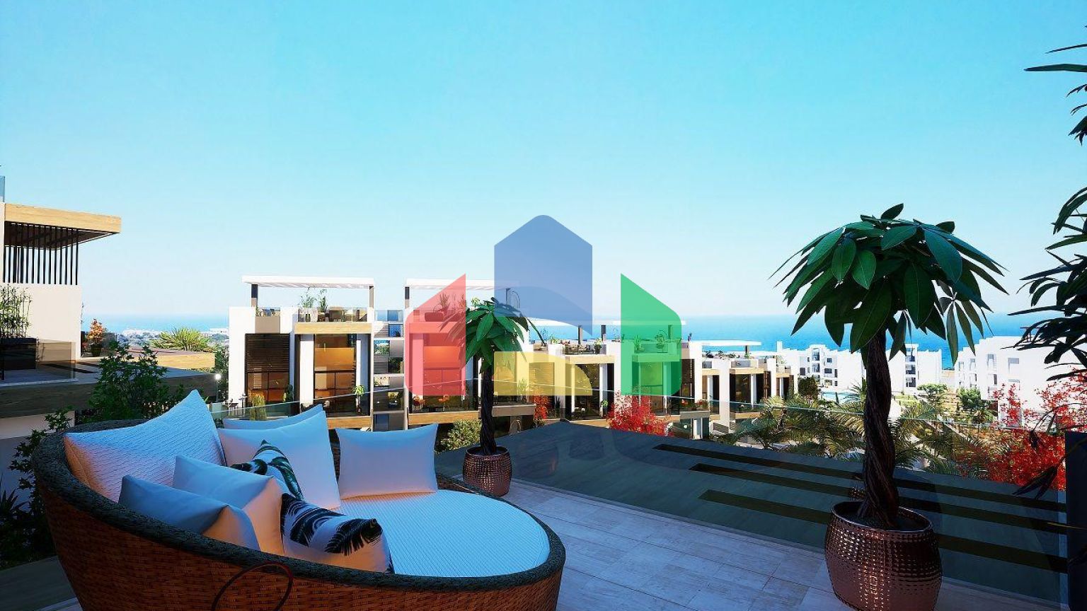 Квартира 1+1 (45 м2 ) с террасой (15 м2 ) в красивом комплексе в Эсентепе