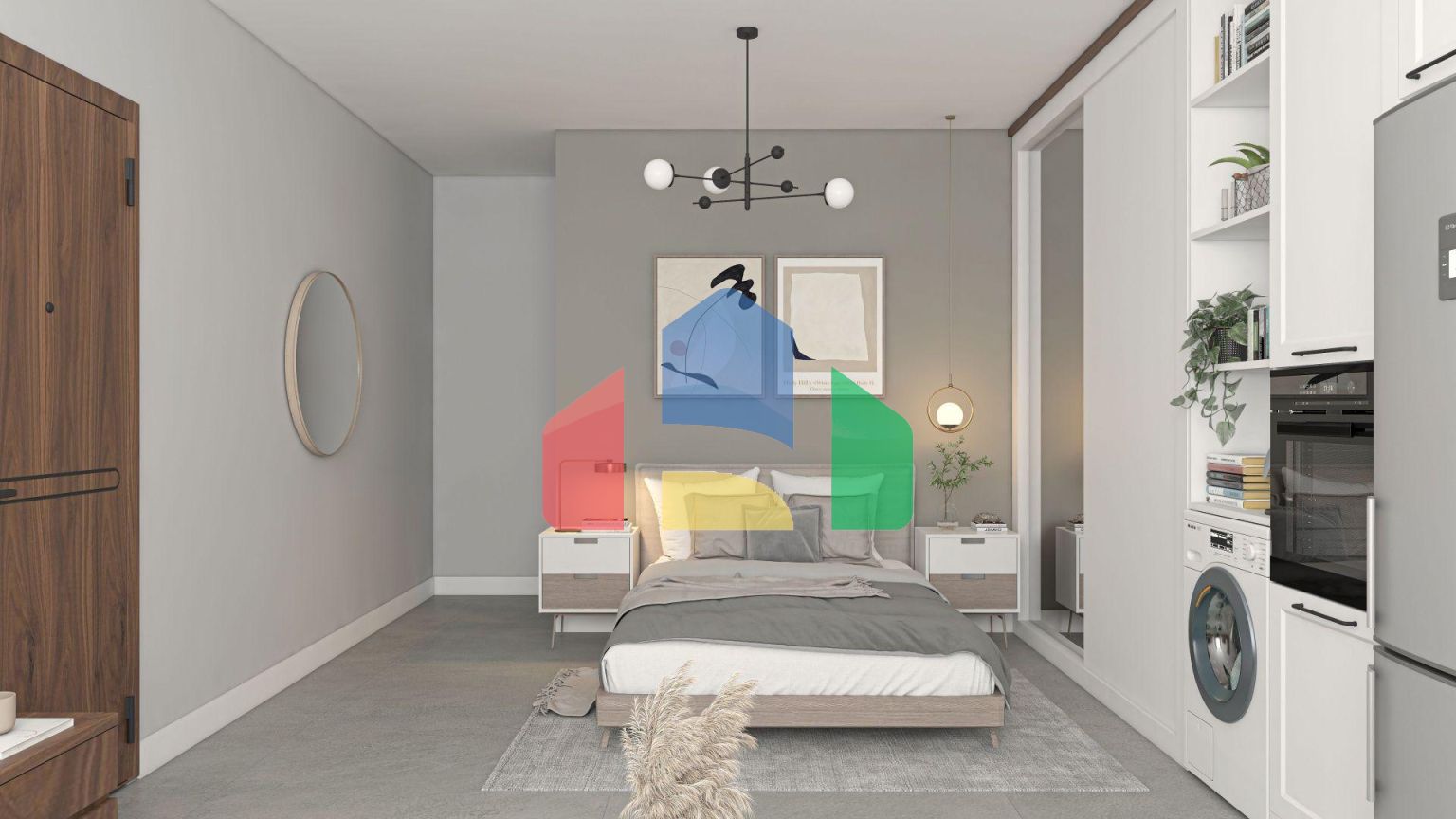 Квартира 1+1 (45 м2 ) с террасой (15 м2 ) в красивом комплексе в Эсентепе