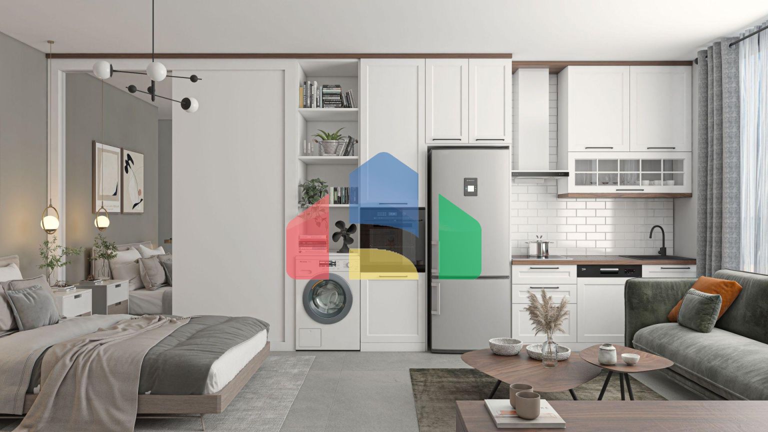 Квартира 1+1 (45 м2 ) с террасой (15 м2 ) в красивом комплексе в Эсентепе