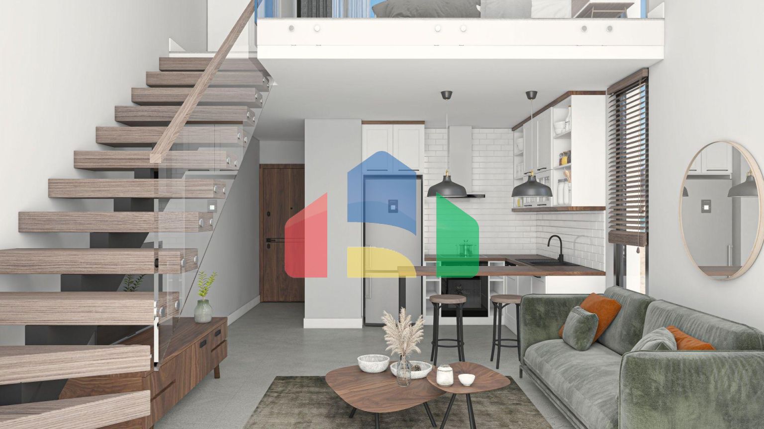 Квартира 1+1 (45 м2 ) с террасой (15 м2 ) в красивом комплексе в Эсентепе