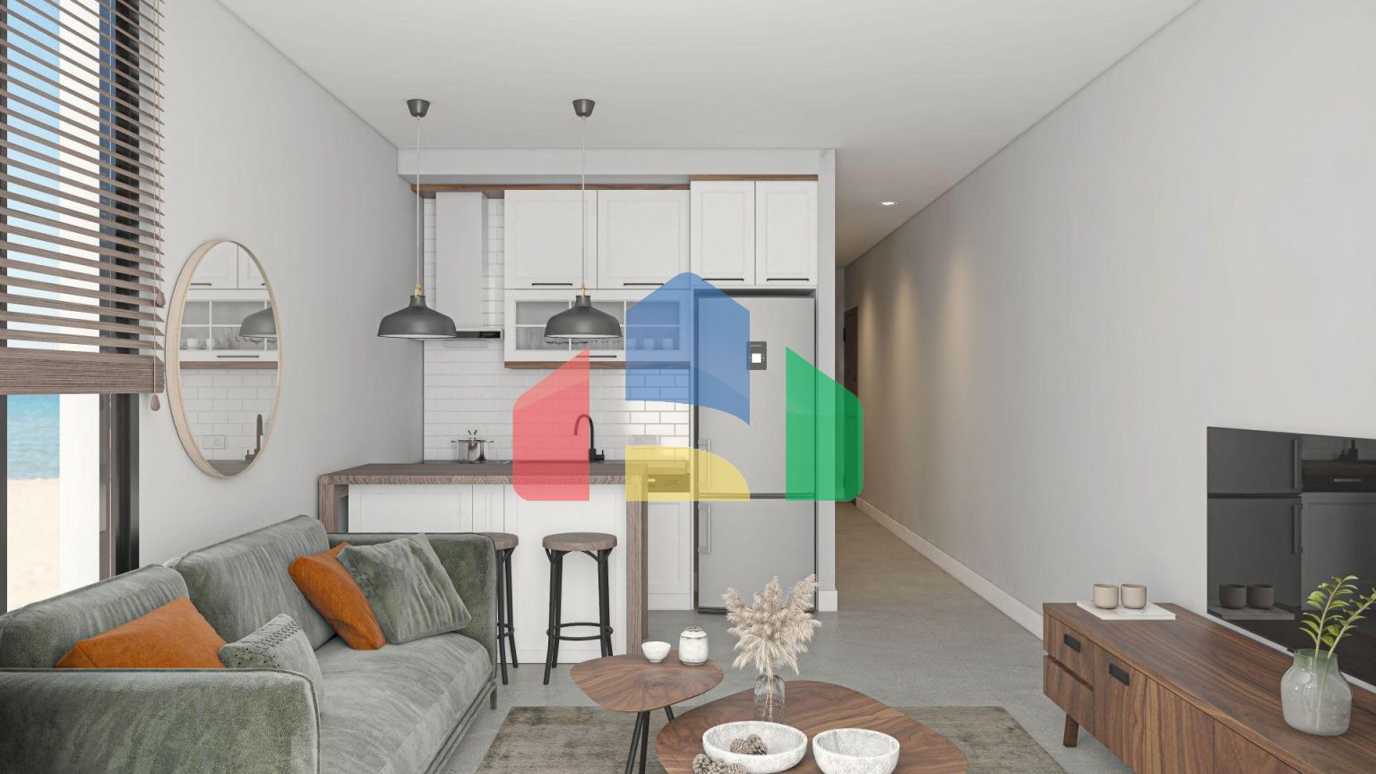 Квартира 1+1 (45 м2 ) с террасой (15 м2 ) в красивом комплексе в Эсентепе