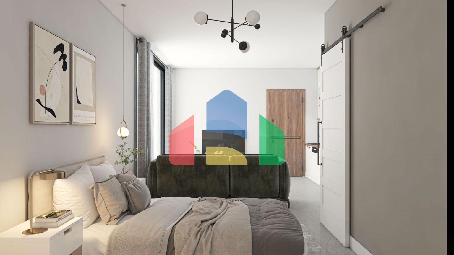 Квартира 2+1 (65 м2 ) с  верхней террасой (37 м2 ) в красивом комплексе в Эсентепе