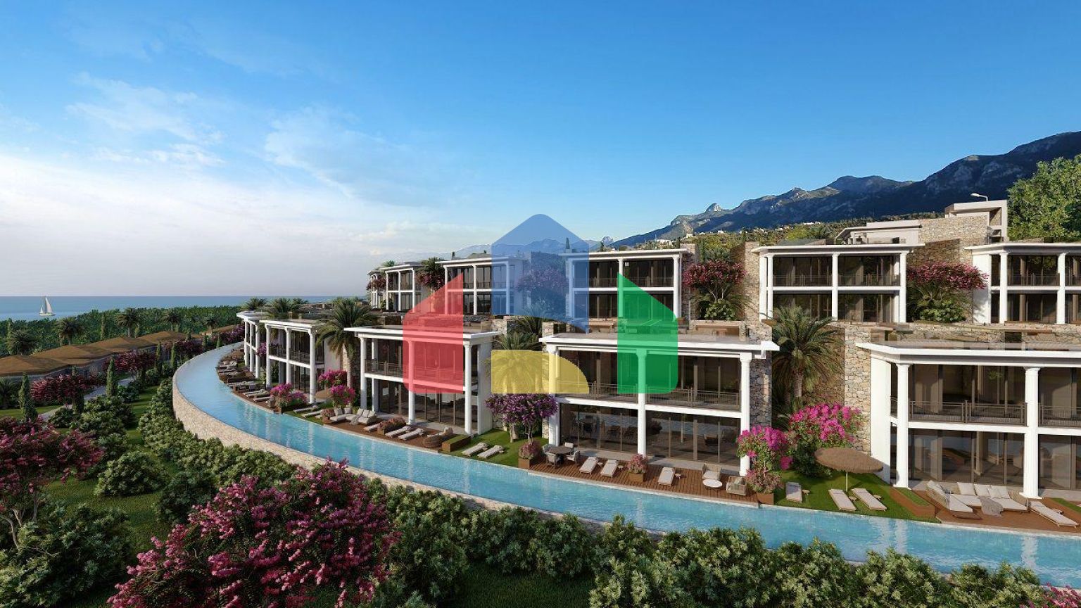 Двухкомнатная квартира с небольшим садом 35 м2 в новом и роскошном комплексе у моря