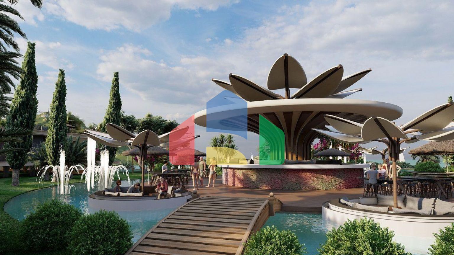 Двухкомнатная квартира с небольшим садом 35 м2 в новом и роскошном комплексе у моря