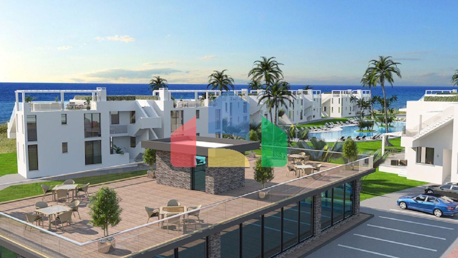 Трехкомнатная квартира 80 м2  с садом в новом роскошном комплексе рядом с морем